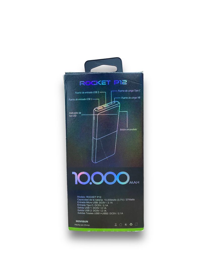 BATERÍA PORTÁTIL 10.000 MHA ROCKET P12