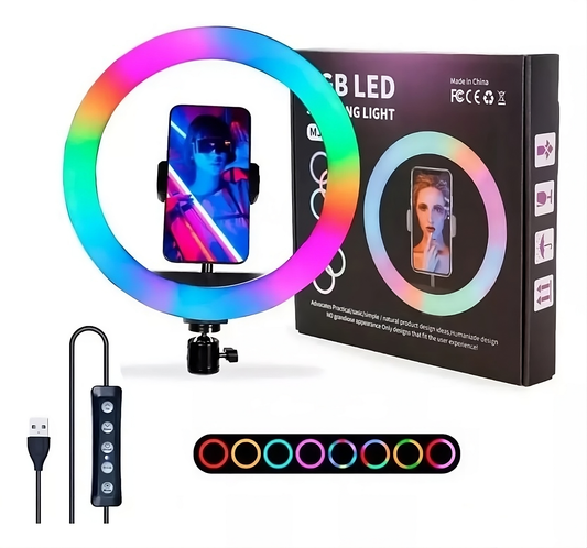 ARO DE LUZ LED RGB FLASH 26 CM MJ26