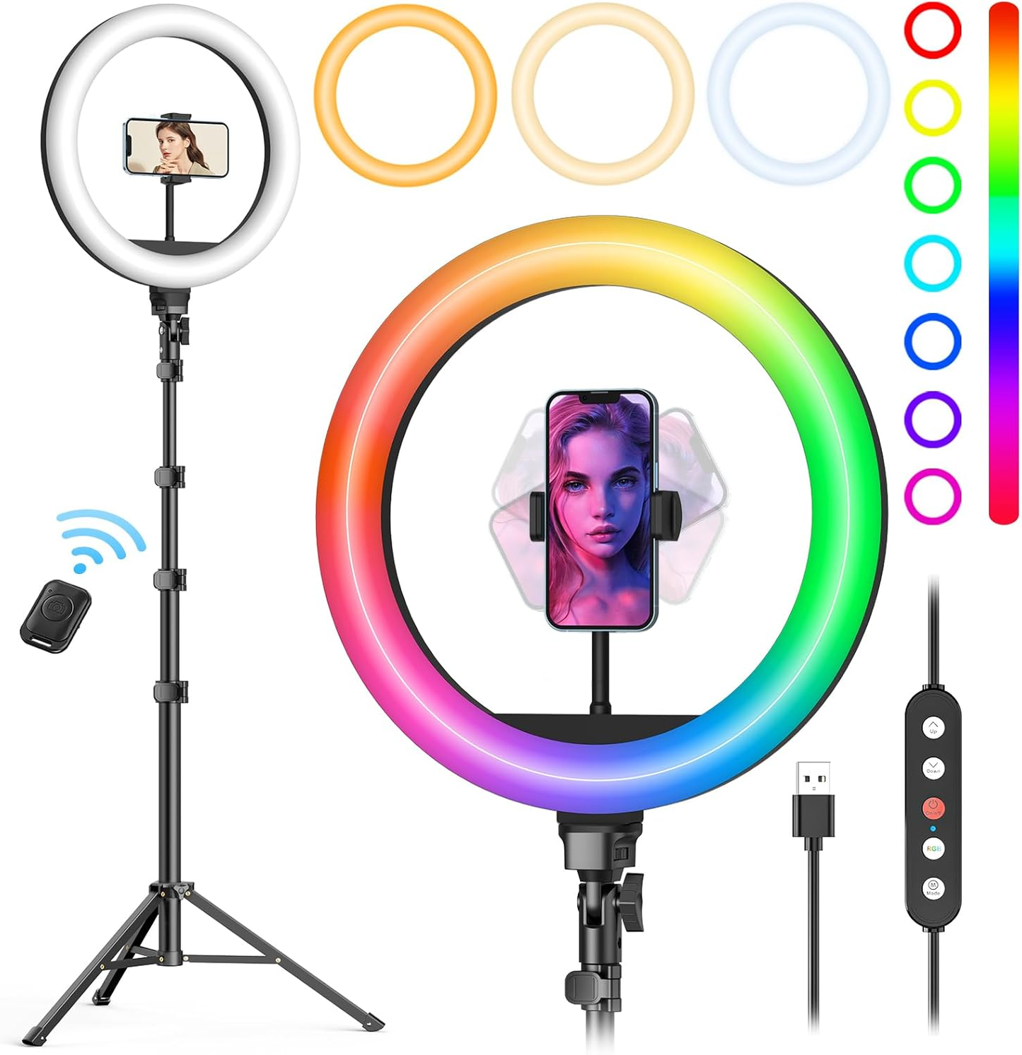 ARO DE LUZ LED RGB FLASH 26 CM MJ26